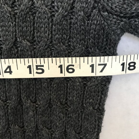 Volcom Longline Gray Cable Knit Sweater Womens Size L/14 Pockets - Picture 11 of 11